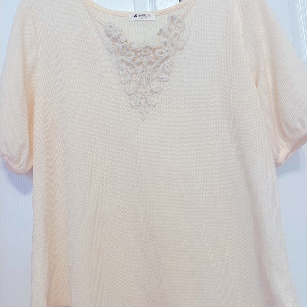 Light weight knit top with crochet detail